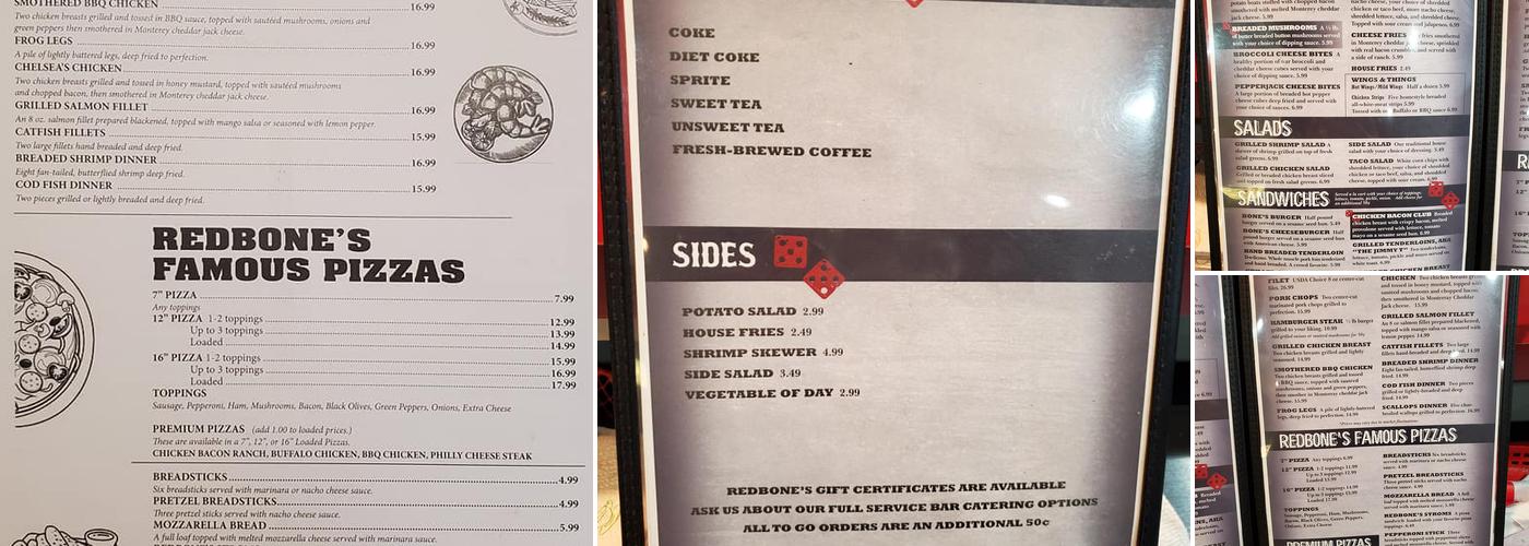 Redbones Inc. Menu