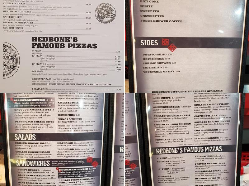 Redbones Inc. Menu