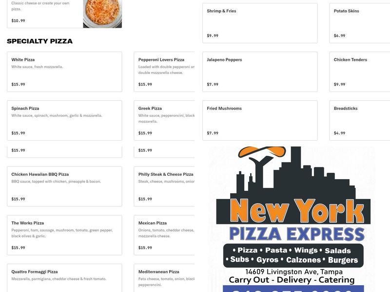 New York Pizza Express Menu