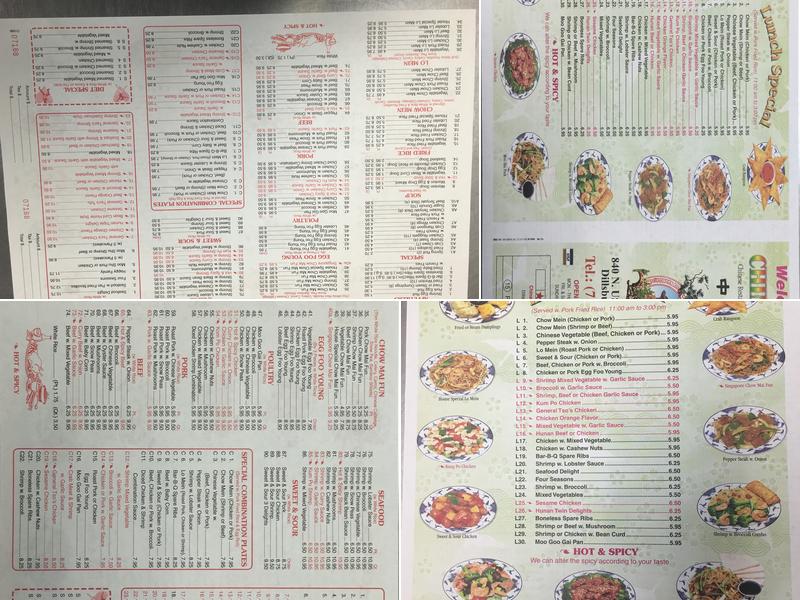 China One Menu