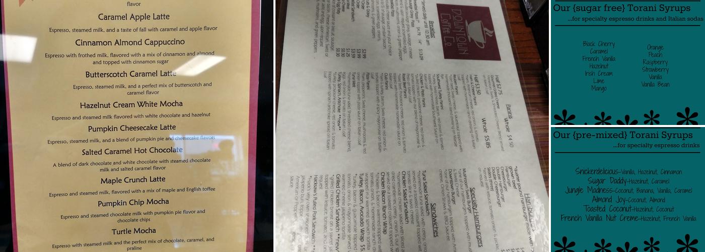 Downtown Coffee Co. Menu