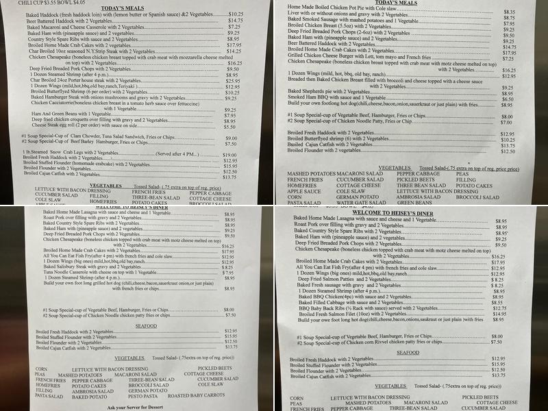 Heisey's Diner Menu