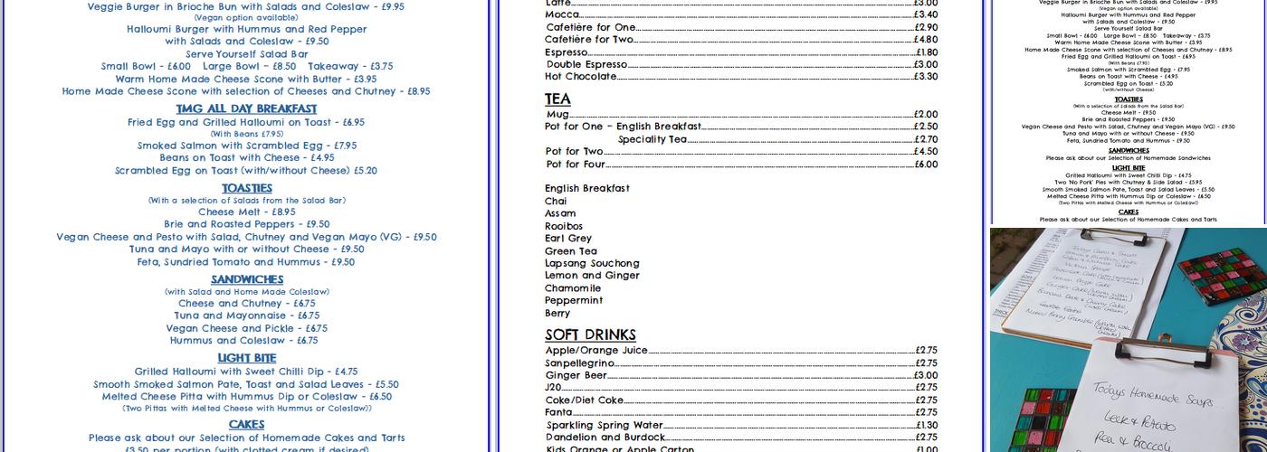 Two Moors Retreat Menu