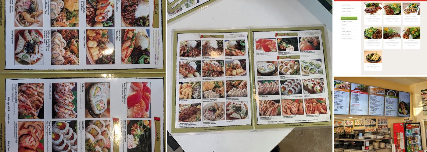 SanSai Japanese Grill Menu