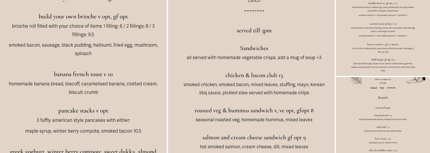 The Duck & Bean Menu