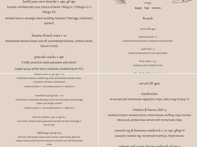 The Duck & Bean Menu