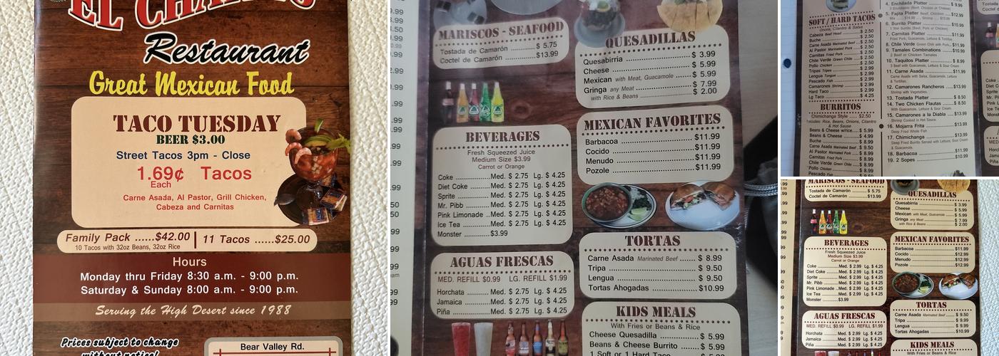 El Charro Menu