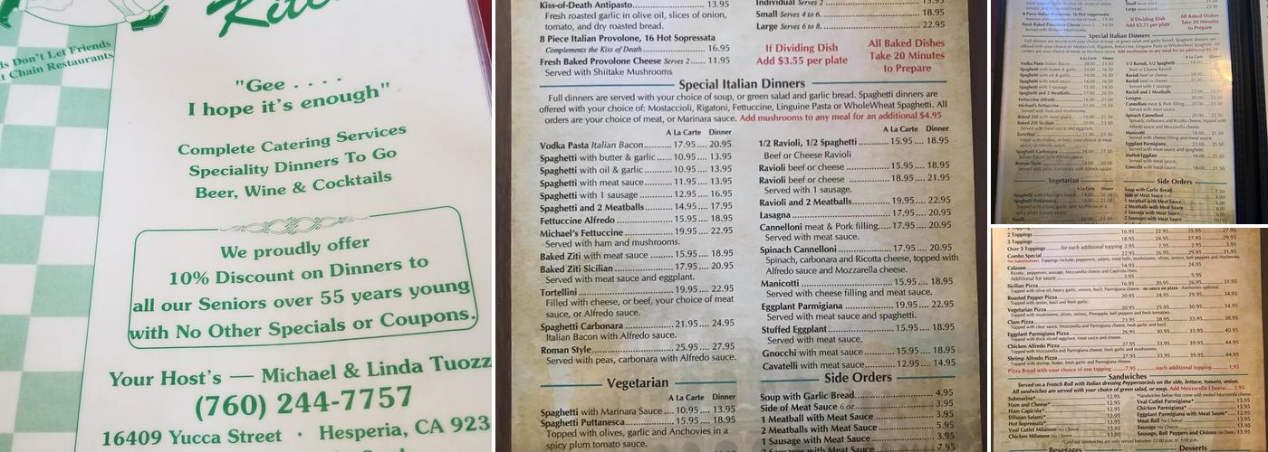 Italian Kitchen Menu