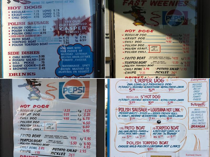 Fast Weenies Menu