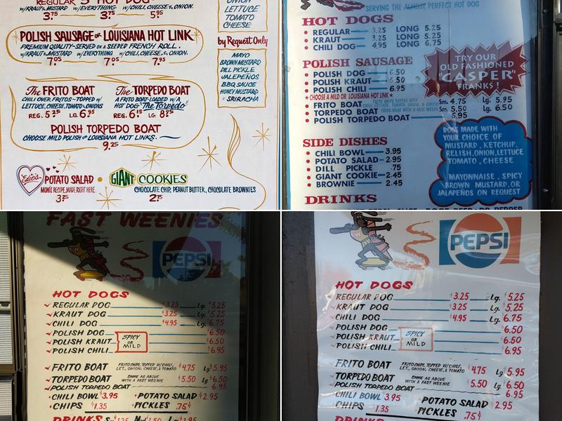 Fast Weenies Menu