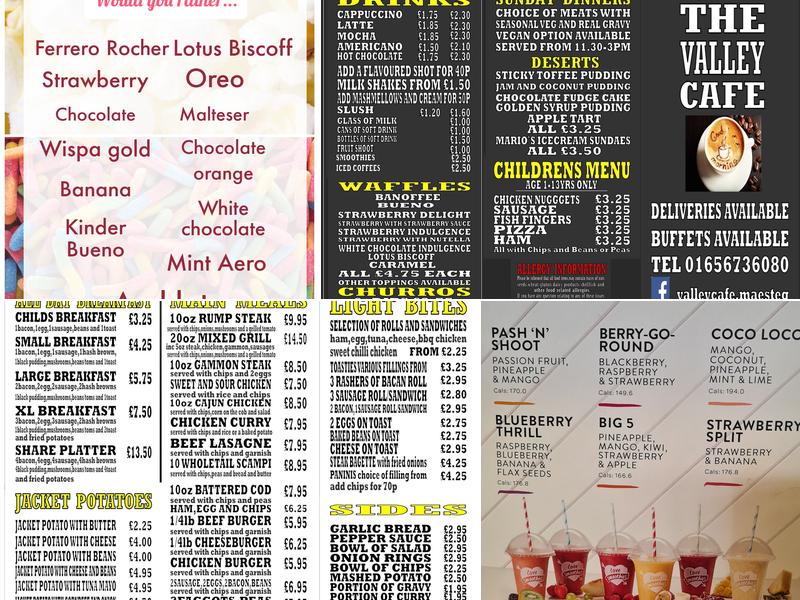 Valley Cafe Menu
