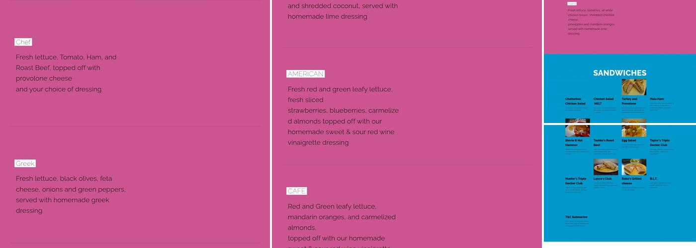 Chatter Box Cafe Menu