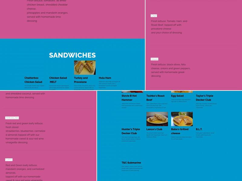 Chatter Box Cafe Menu