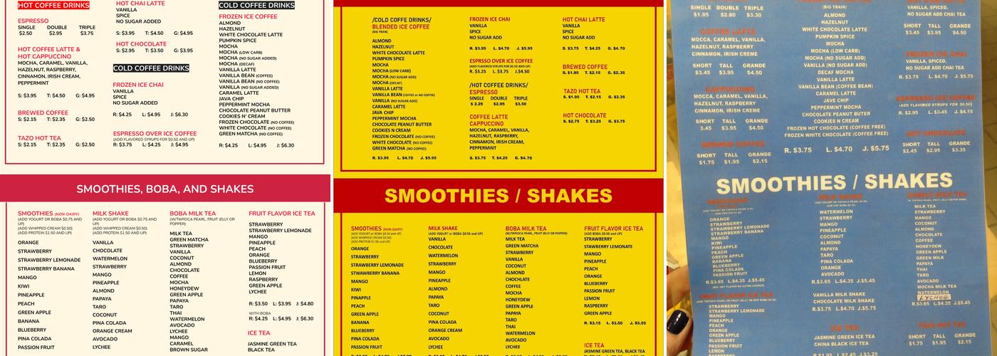 Magic Bubble Tea Menu