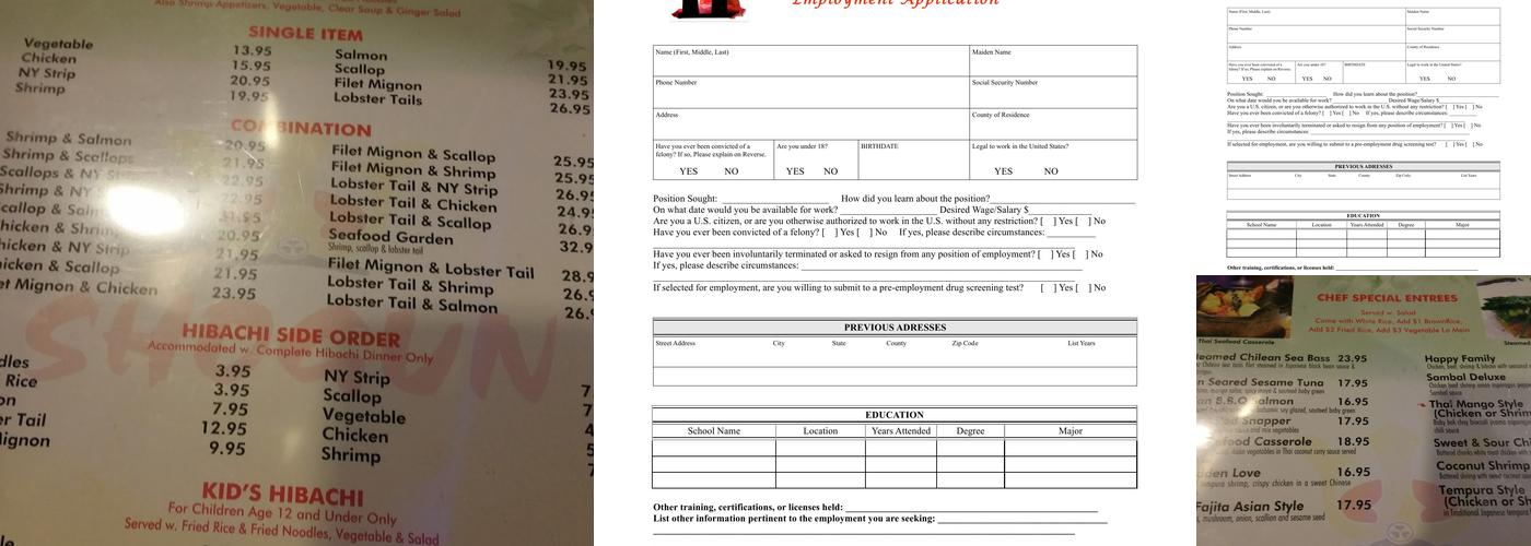 Shogun Asian Fusion Hibachi and Sushi Menu