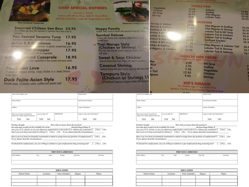 Shogun Asian Fusion Hibachi and Sushi Menu