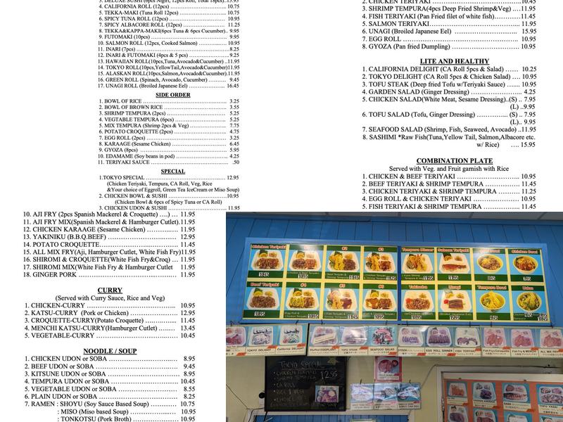 Tokyo Fast Food Menu