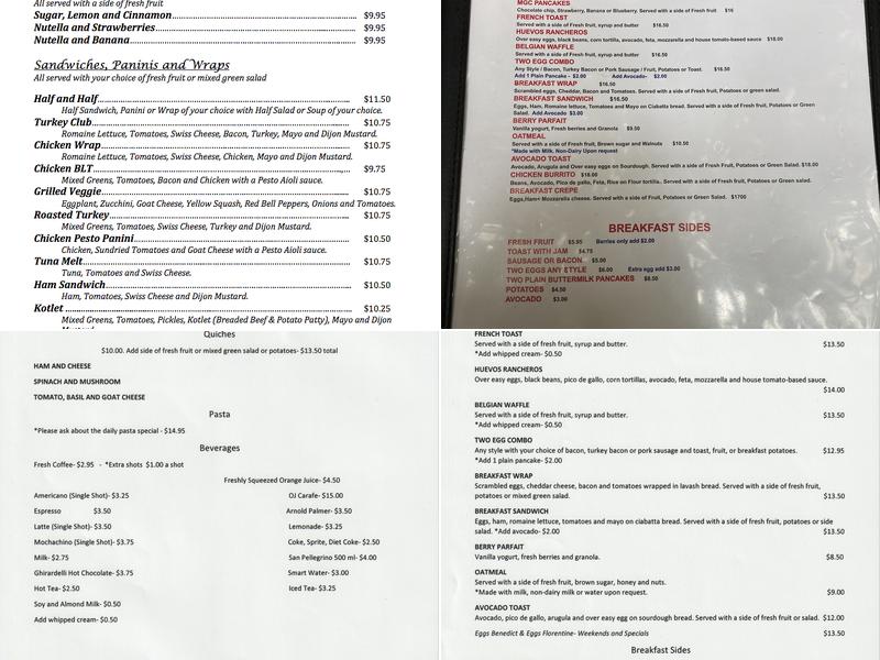 MATTHEWS GARDEN CAFE Menu