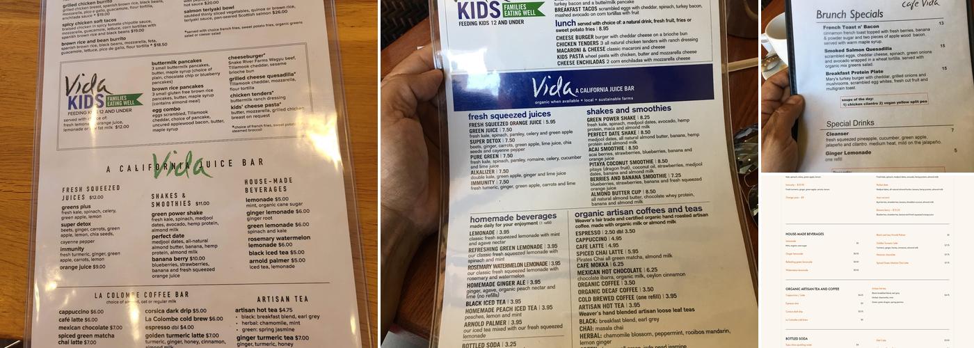 Cafe Vida Menu