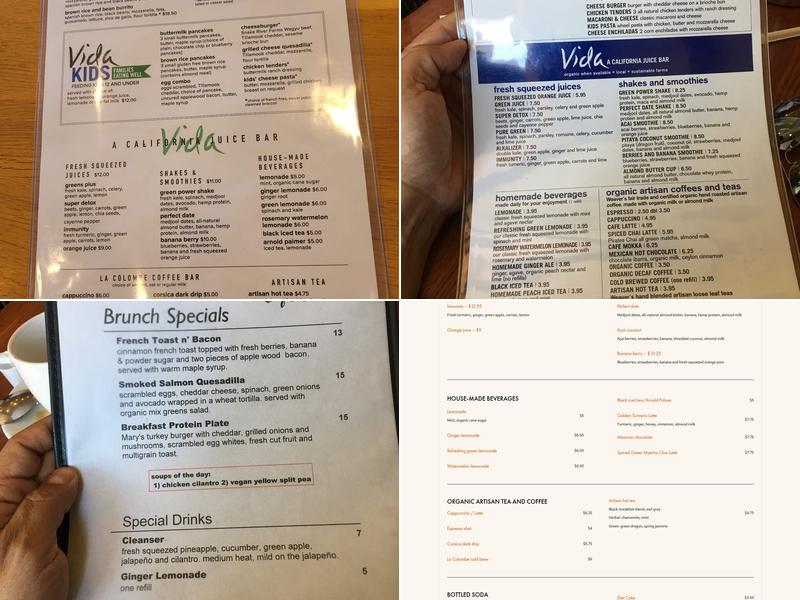 Cafe Vida Menu