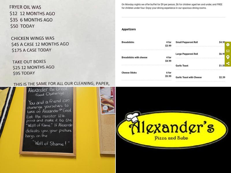 Alexander's Pizza & Subs Menu