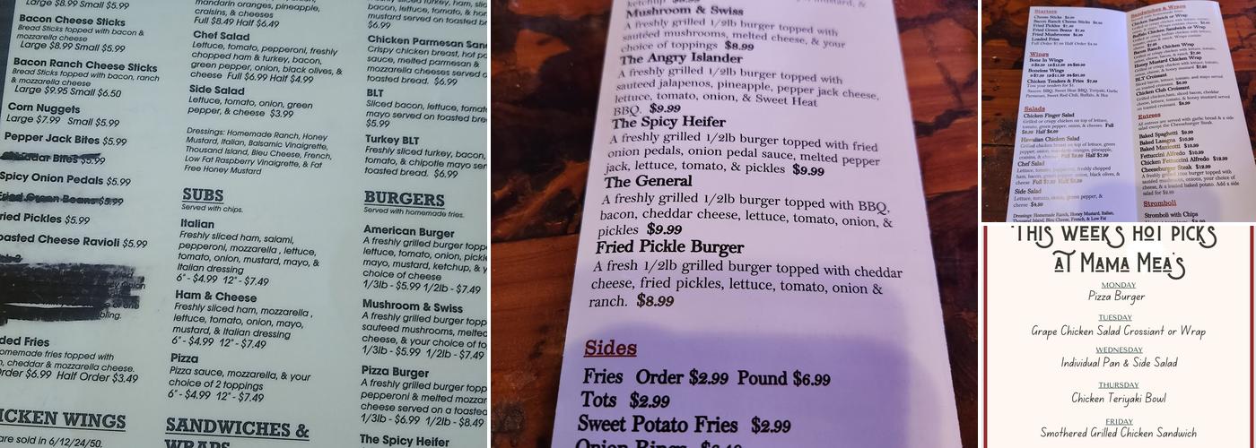 Mama Mea's Pizza & More Menu