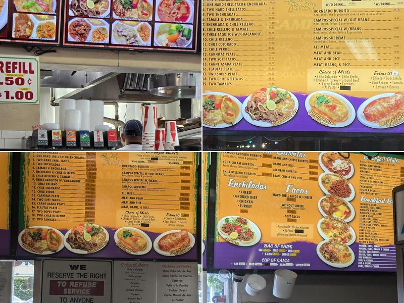 Campos Famous Burritos Menu