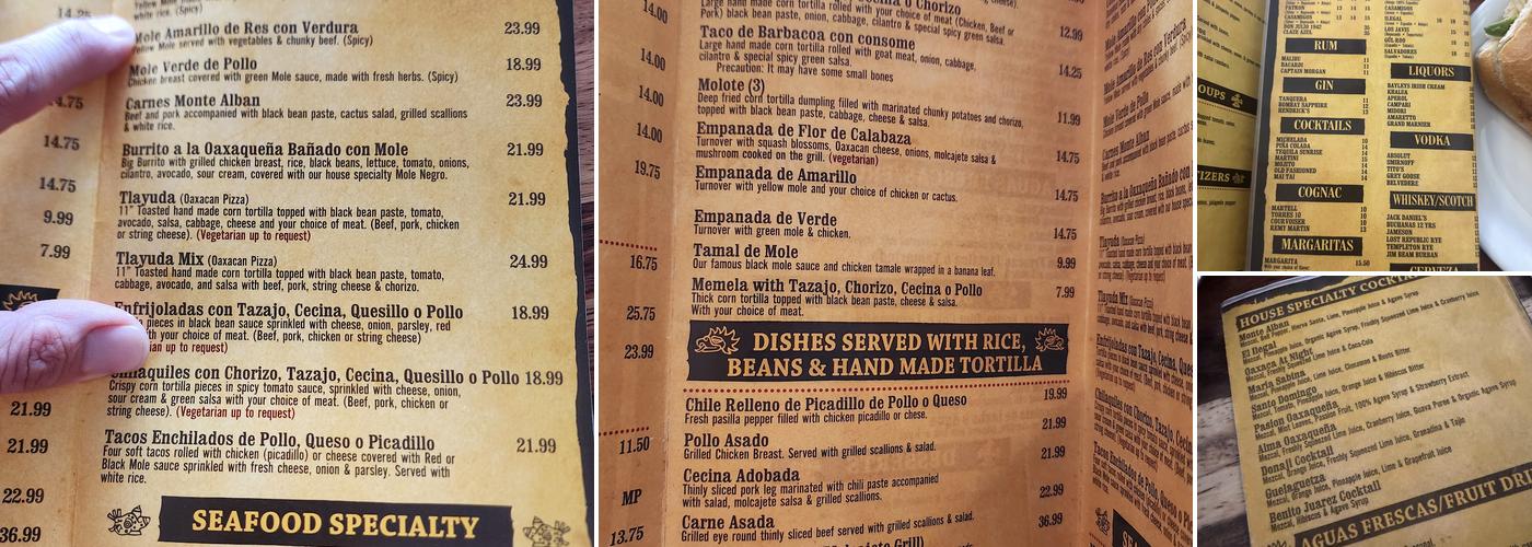 MONTE ALBAN RESTAURANT Menu