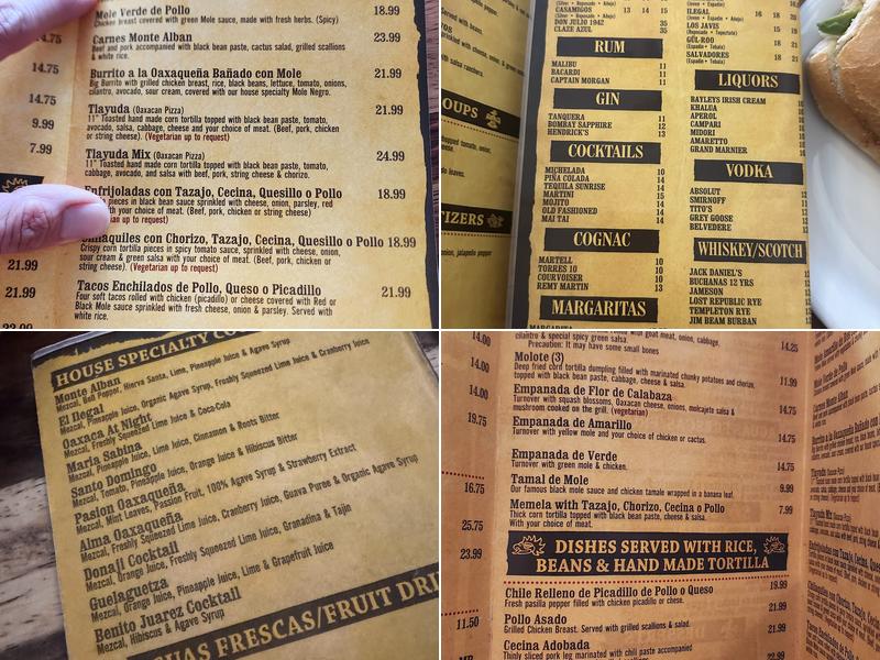 MONTE ALBAN RESTAURANT Menu