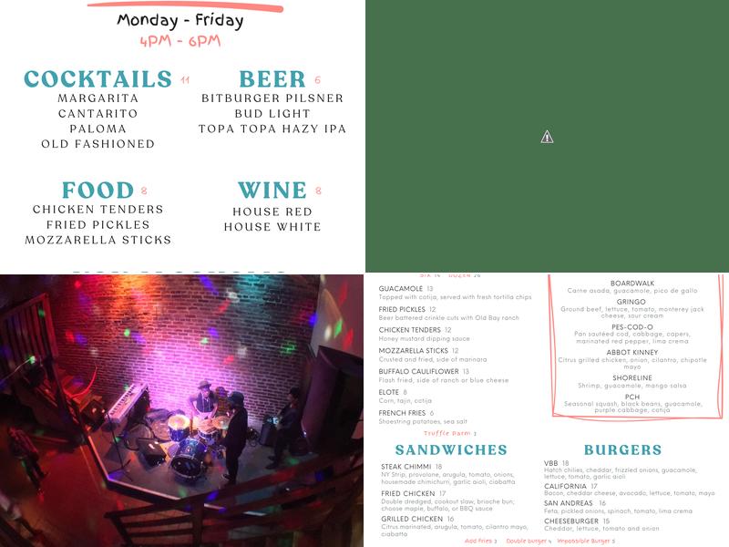 The Venice Beach Bar & Kitchen Menu