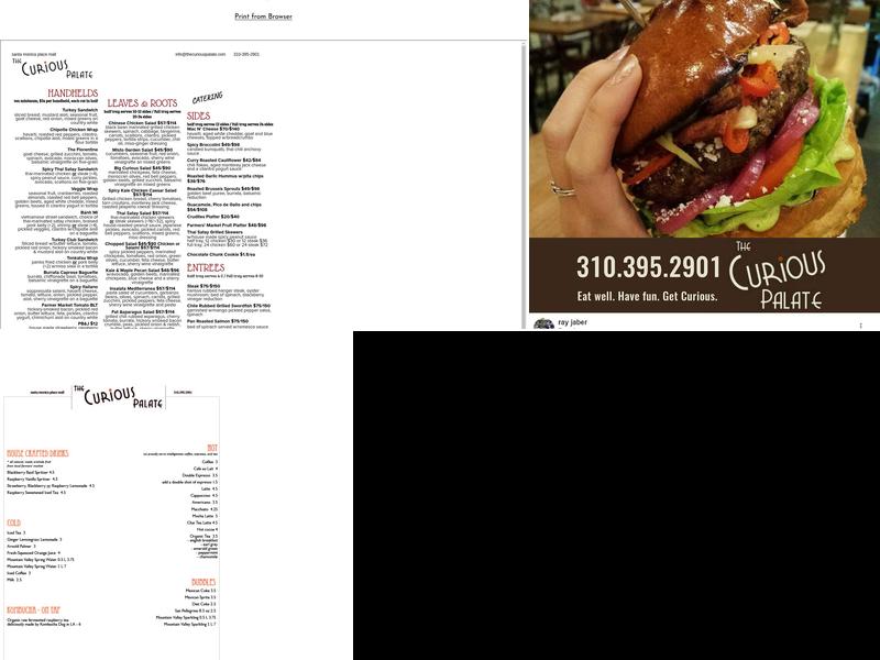 The Curious Palate Menu