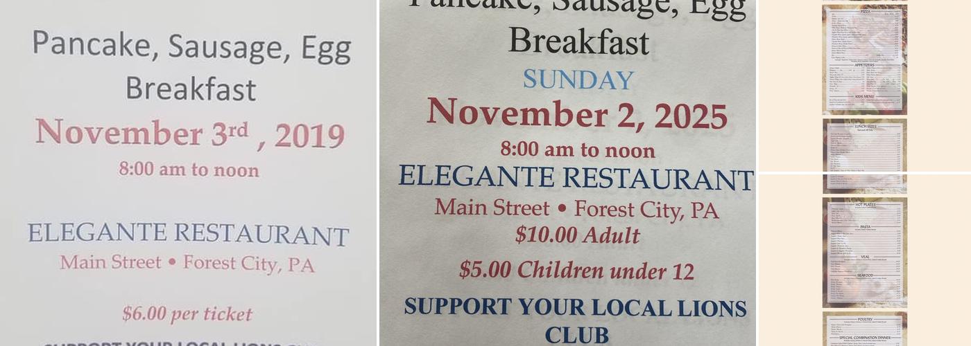 Elegante Restaurant & Pizzeria Menu