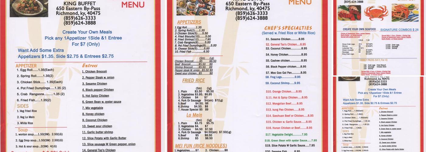 King Buffet Menu