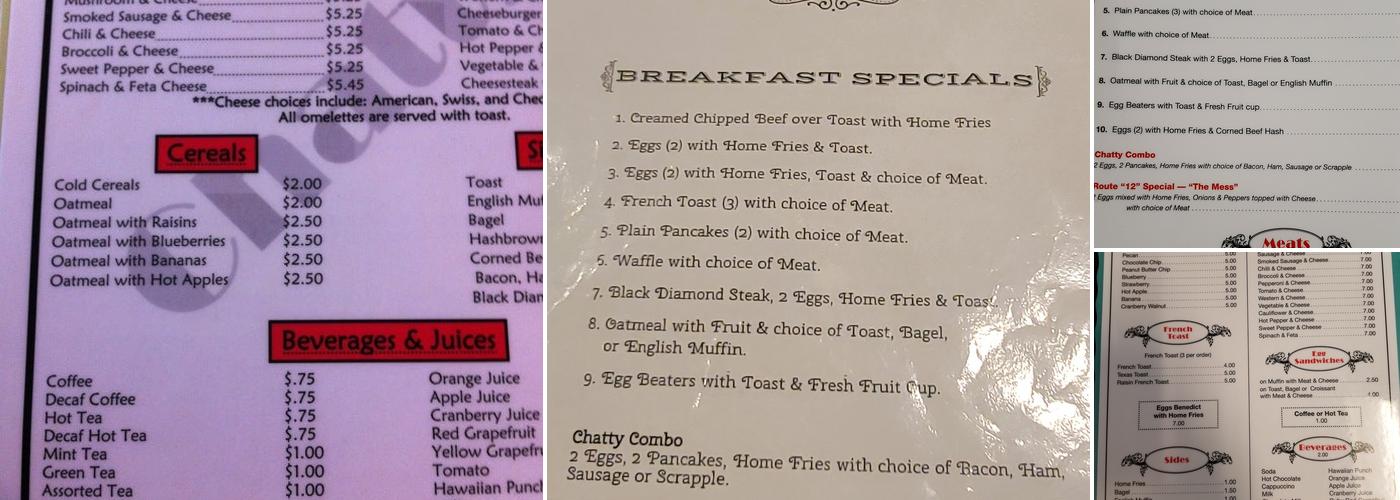 Chatty's Menu