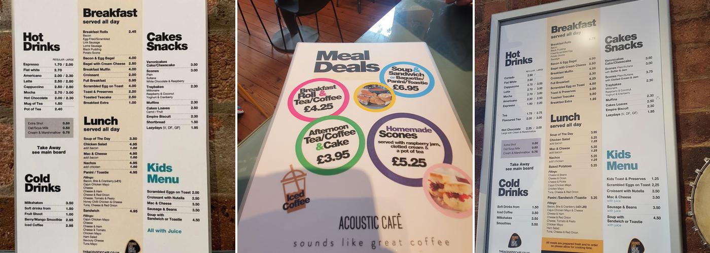 Acoustic Cafe Menu
