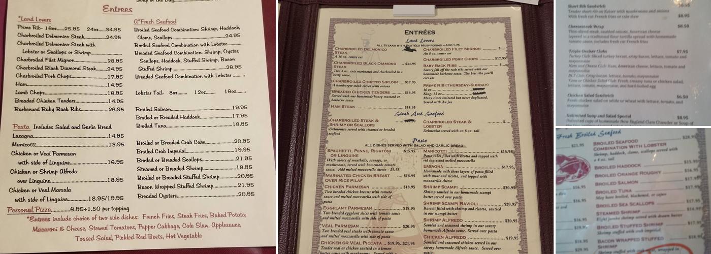 Giannotti's Country Manor Menu