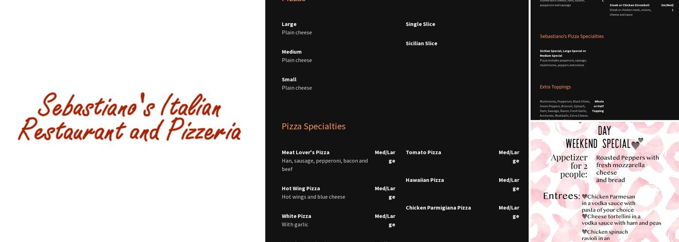 Sebastiano's Italian Restaurant And Pizzeria Menu