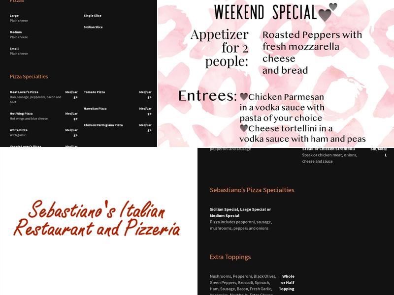 Sebastiano's Italian Restaurant And Pizzeria Menu