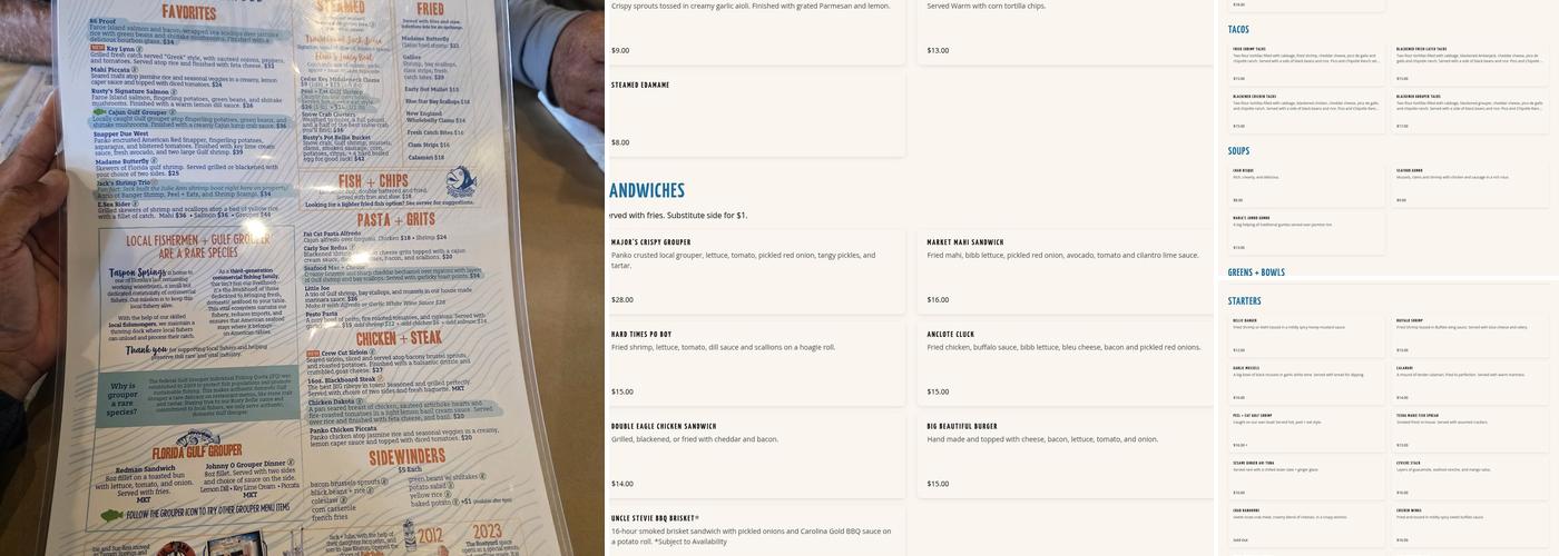 Rusty Bellies Waterfront Grill, Inc. Menu