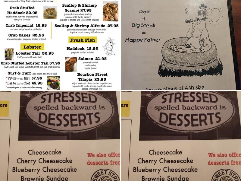 Stopper's Steak and Seafood Menu