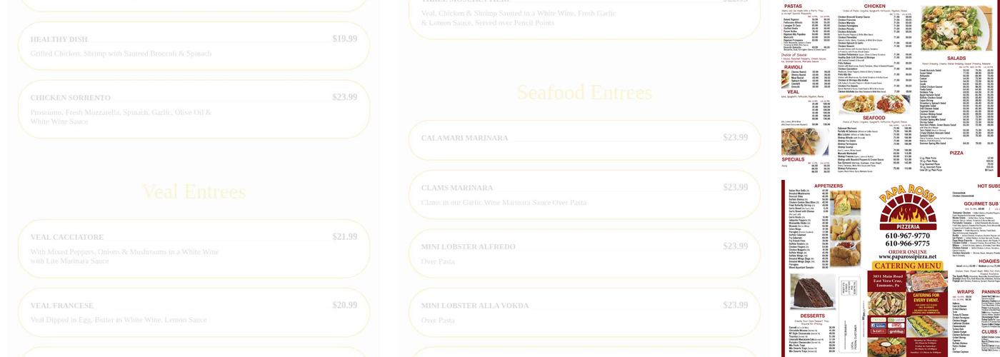 Papa Rossi's Pizzeria Menu