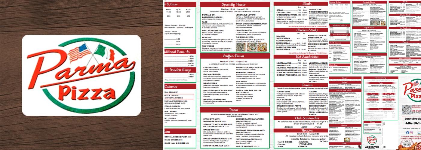 Parma Pizza Menu