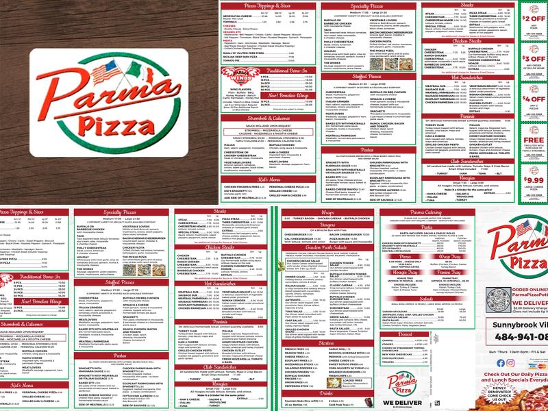 Parma Pizza Menu