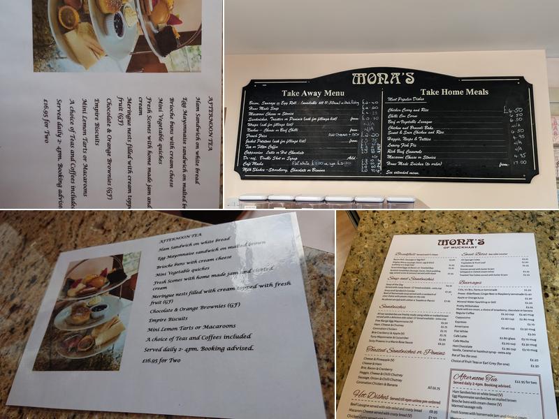 Monas Of Muckhart Menu