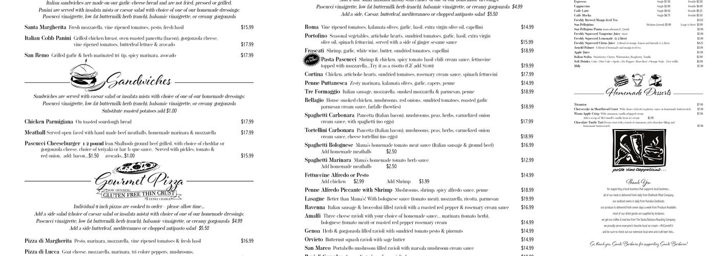 Pascucci Menu