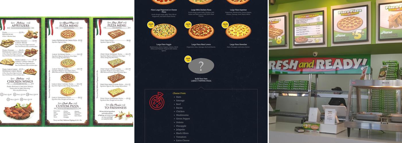 Piara Pizza Menu