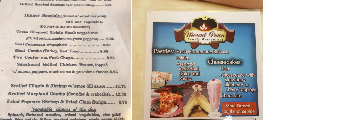Mount Penn Family Restaurant Menu