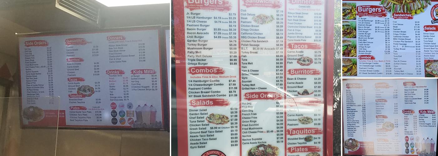 Burger Stop Menu