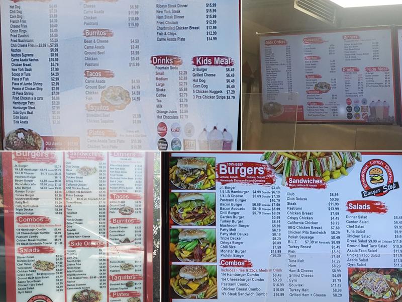 Burger Stop Menu