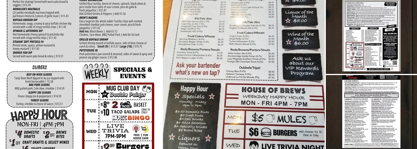 House of Brews Menu